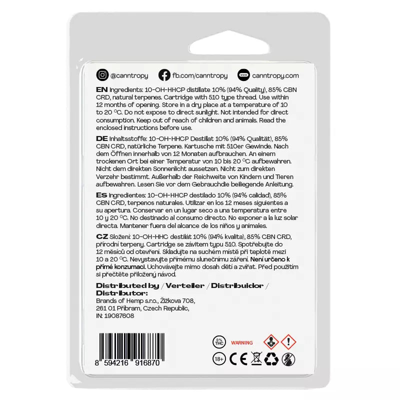 Canntropy 10-OH-HHCP Kartusche | Lime Diesel - 1ml Ersatzkartuschen Brands of Hemp
